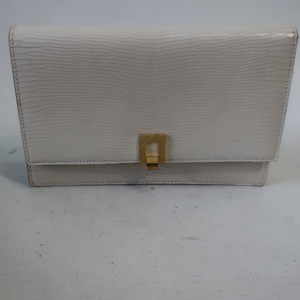 Womens Vintage Lederer White Lizard Leather Clutch Bag
